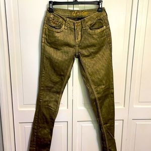 DEREON GOLD METALLIC skinny JEANS BLING SZ- 1/2